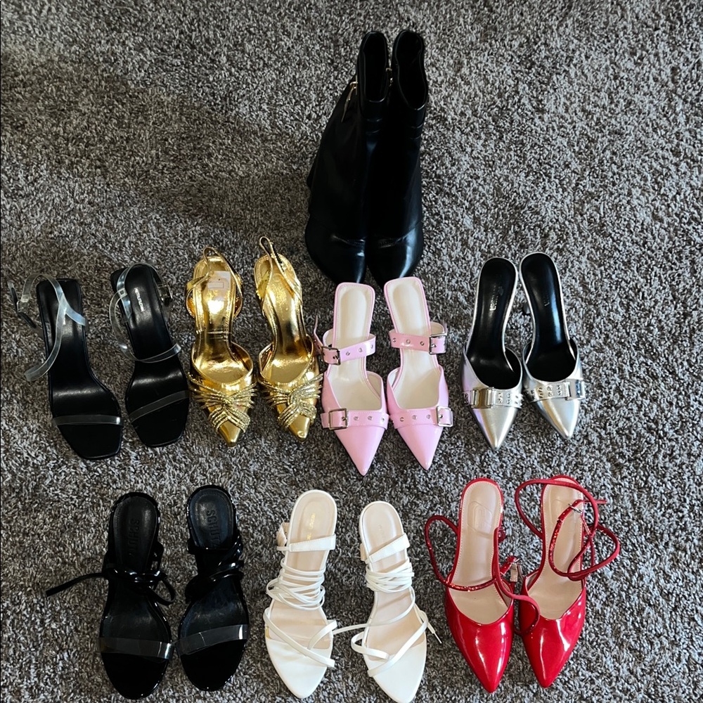 Elegant Women's Shoe Collection - Black, Gold, Pink, Silver, White, Red